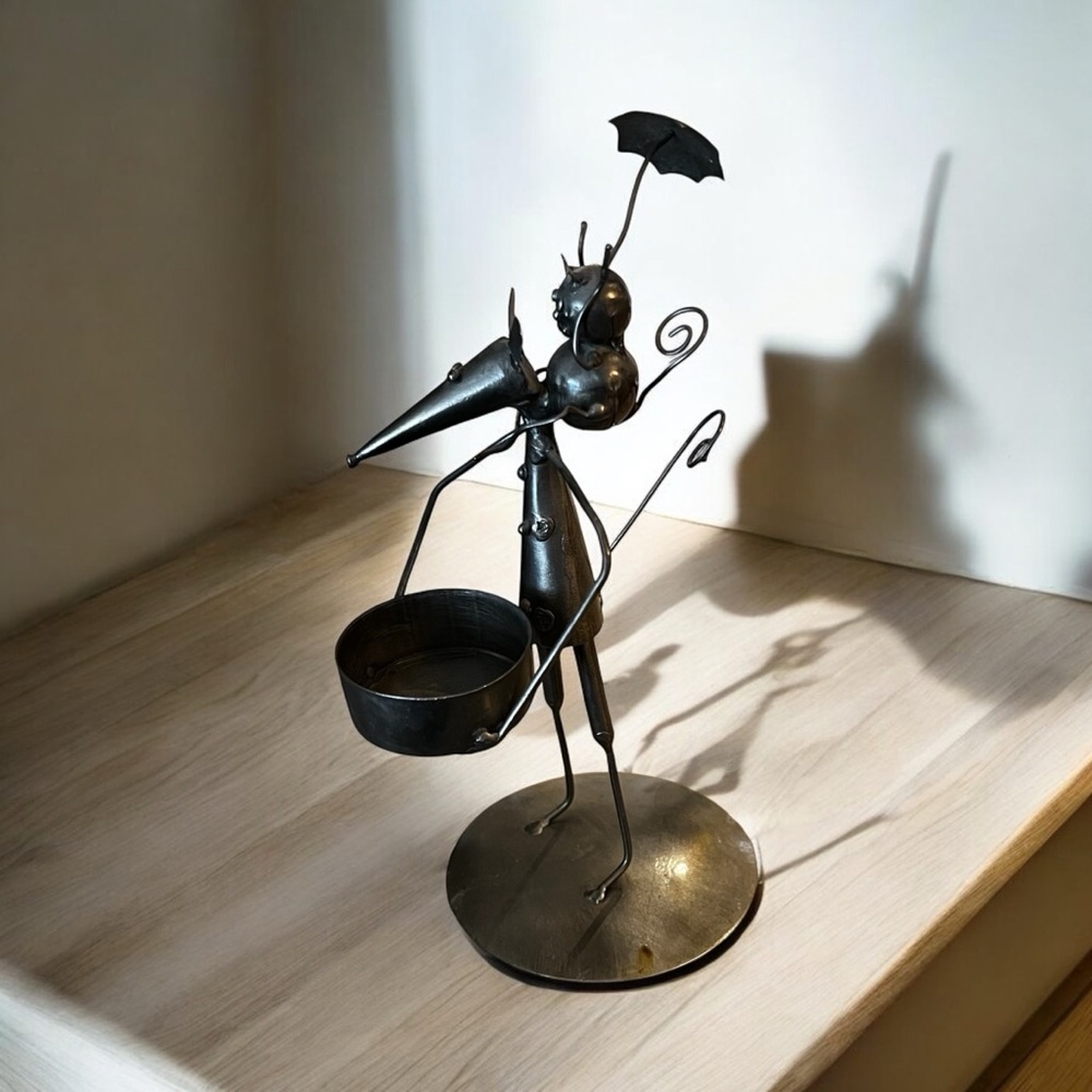 Tin Metal Abstract Comical Mouse Mice Votive Tea Light Candle Holder
